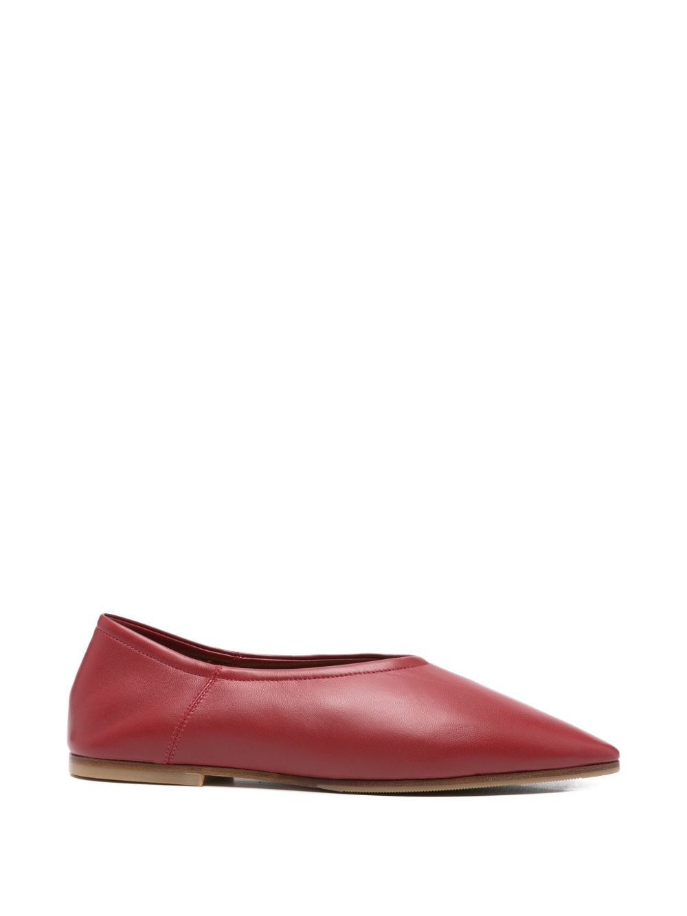 BABU' MILANO Pointed-Toe Leather Ballet Flat — Red