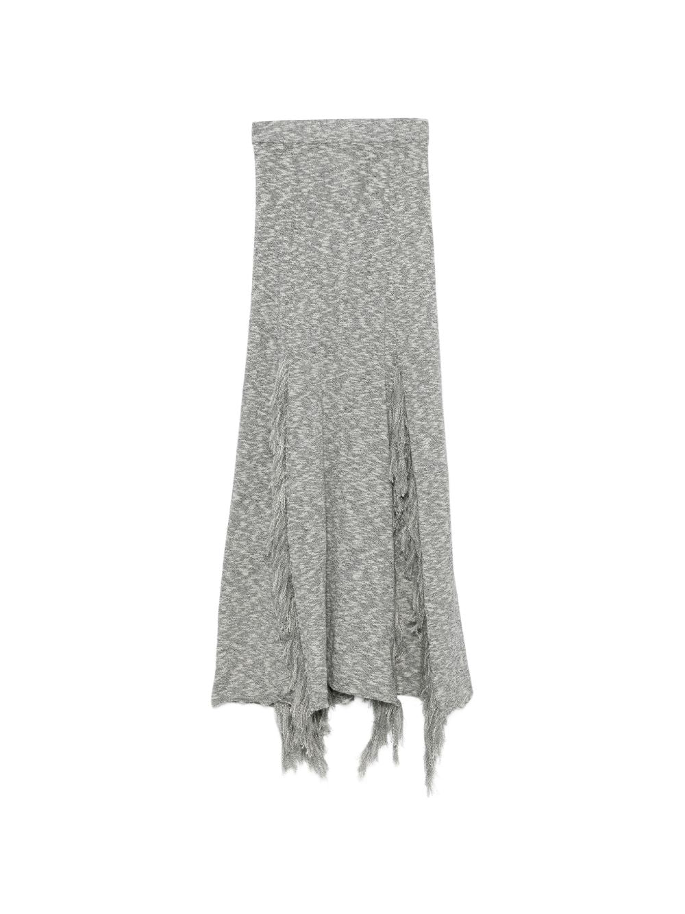 MRZ Fringed Hem Textured Cotton Skirt — Grey