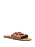 Casadei Braided Leather Slide — tan