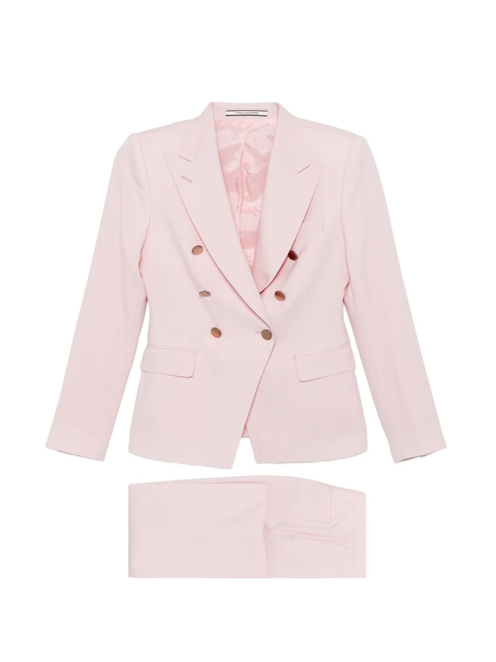 Tagliatore Double-Breasted Wool Pant Suit — pink