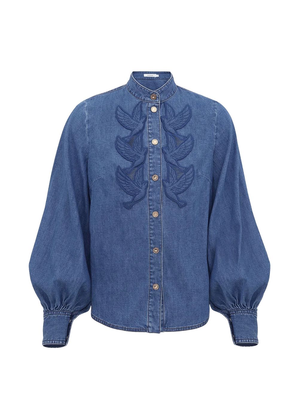 Zimmermann Denim Appliqué Wings Shirt — Blue