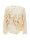 Comme Des Garcons Rouched Lace Blouse — Cream