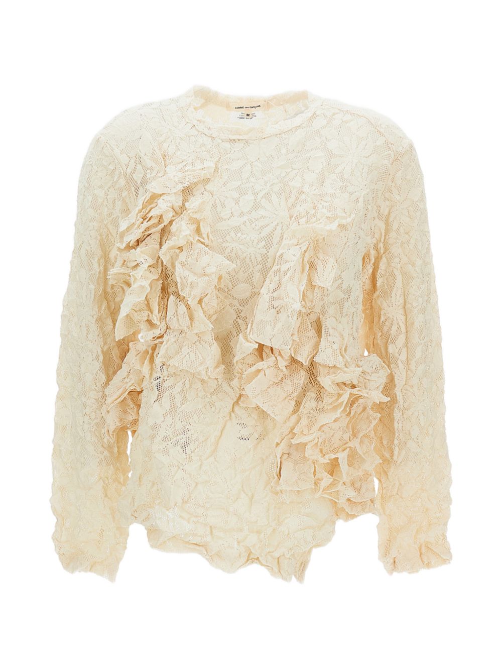 Comme Des Garcons Rouched Lace Blouse — Cream