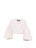 JACQUEMUS Wrap Design with Bishop Sleeves Blouse — Pink