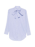 ARCHIVIO '67 Striped Cotton with Bow Tie Detail Shirt — Light Blue