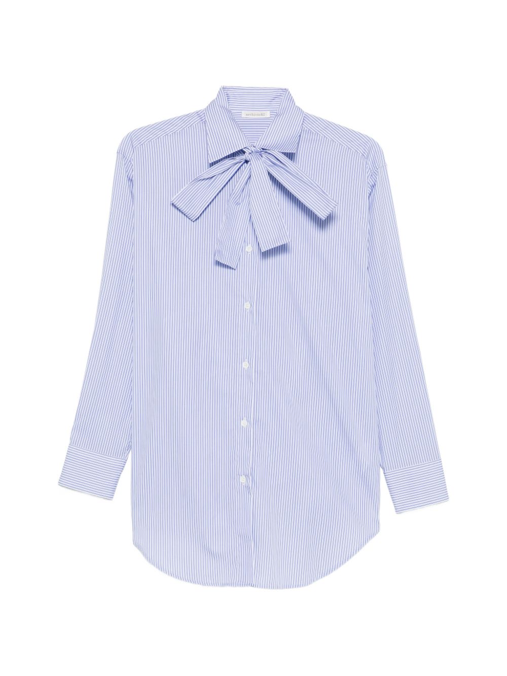 ARCHIVIO '67 Striped Cotton with Bow Tie Detail Shirt — Light Blue