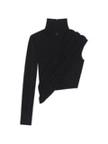 Courreges Asymmetric Twisted-Sleeve Bodysuit — Black