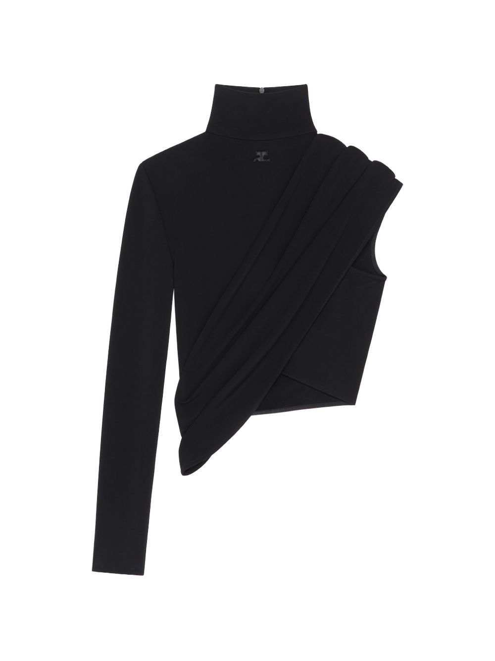 Courreges Asymmetric Twisted-Sleeve Bodysuit — Black