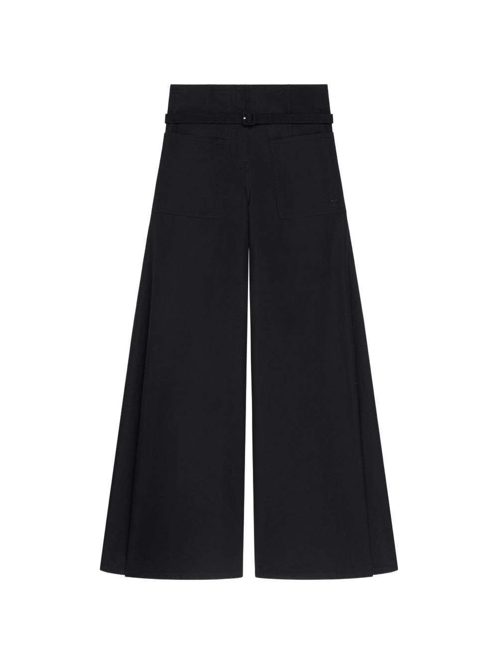 Courreges Wide-Leg Cotton Trousers — Black