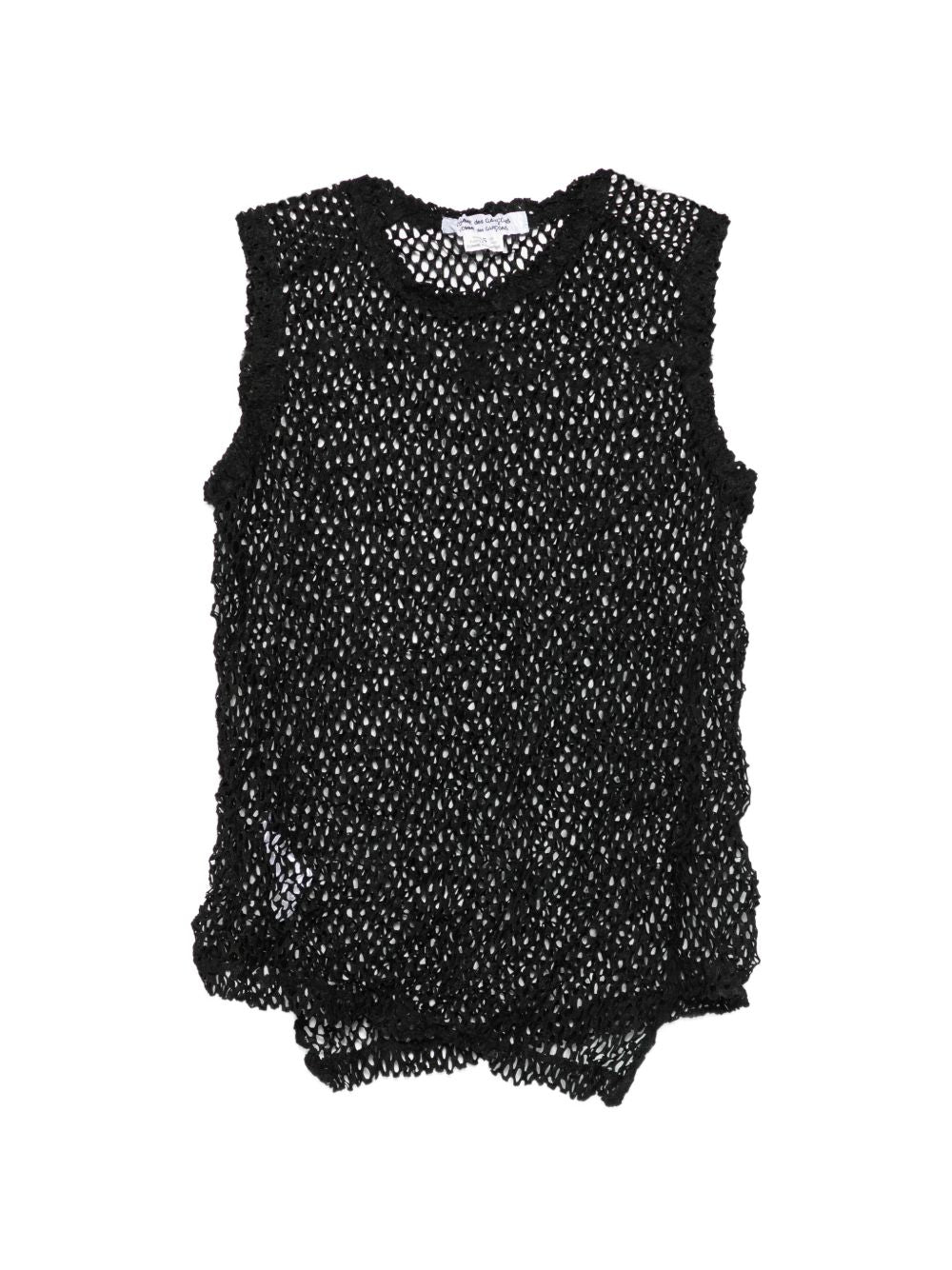 Comme Comme Open-Knit Mesh Tank Top — Black