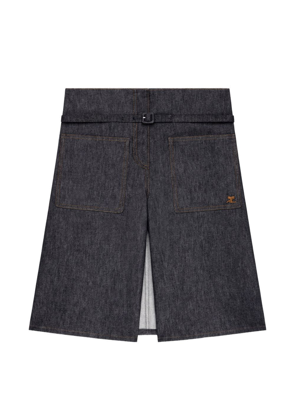 Courreges Belted Denim Shorts — Indigo