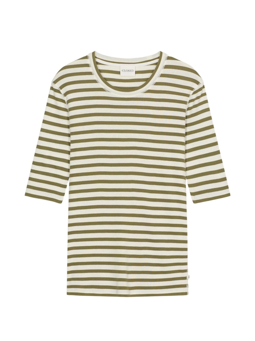 Closed Striped Cotton Blend T-shirt — olive green