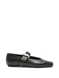 EMPORIO ARMANI EXCLUSIVE Leather Square-Toe Ballet Flat — Black