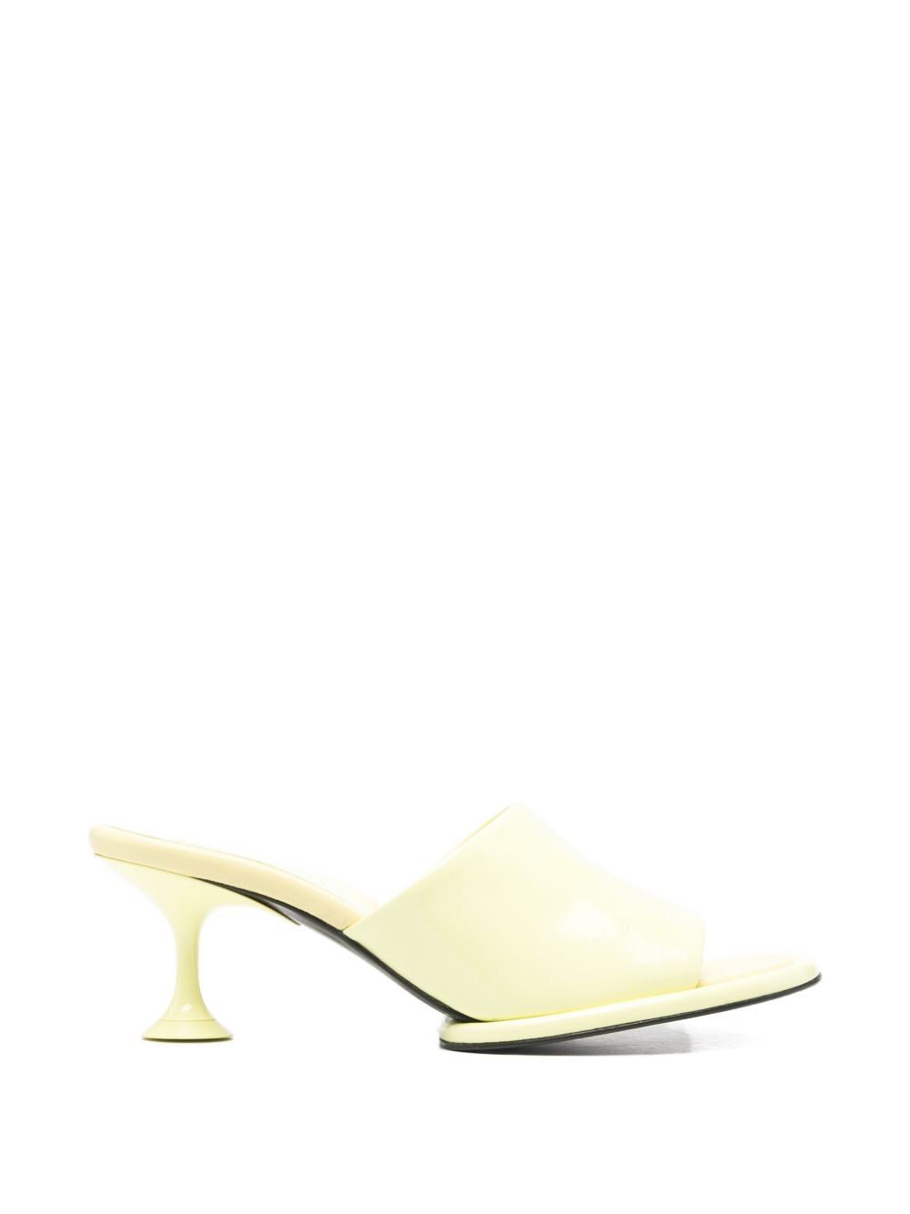 Sergio Rossi Hourglass Heel Leather Mule — pale yellow