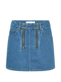 Marine Serre Zip-Front Denim Mini Skirt — Blue