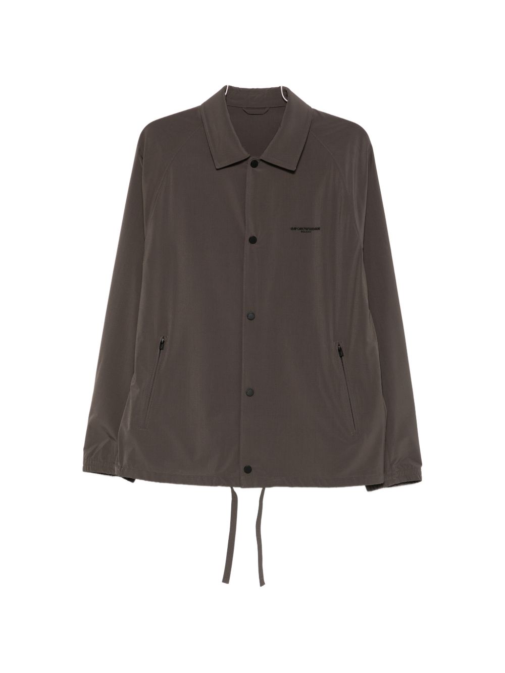 Emporio Armani Logo-Embroidered Overshirt — Brown