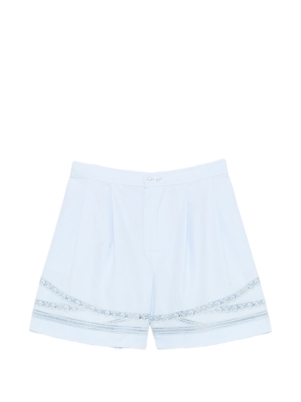 Ermanno Scervino Lace-Trim Cotton Shorts — Light Blue