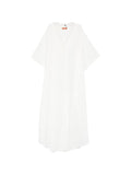 Ermanno Scervino Scalloped-Edge Linen Kaftan — White