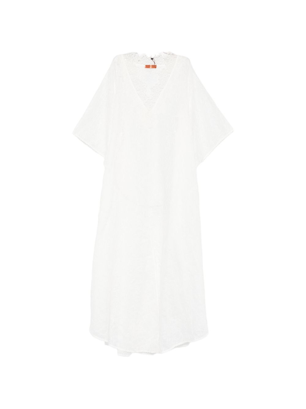 Ermanno Scervino Scalloped-Edge Linen Kaftan — White