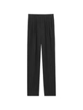 Saint Laurent Pleated Silk Trousers — Black