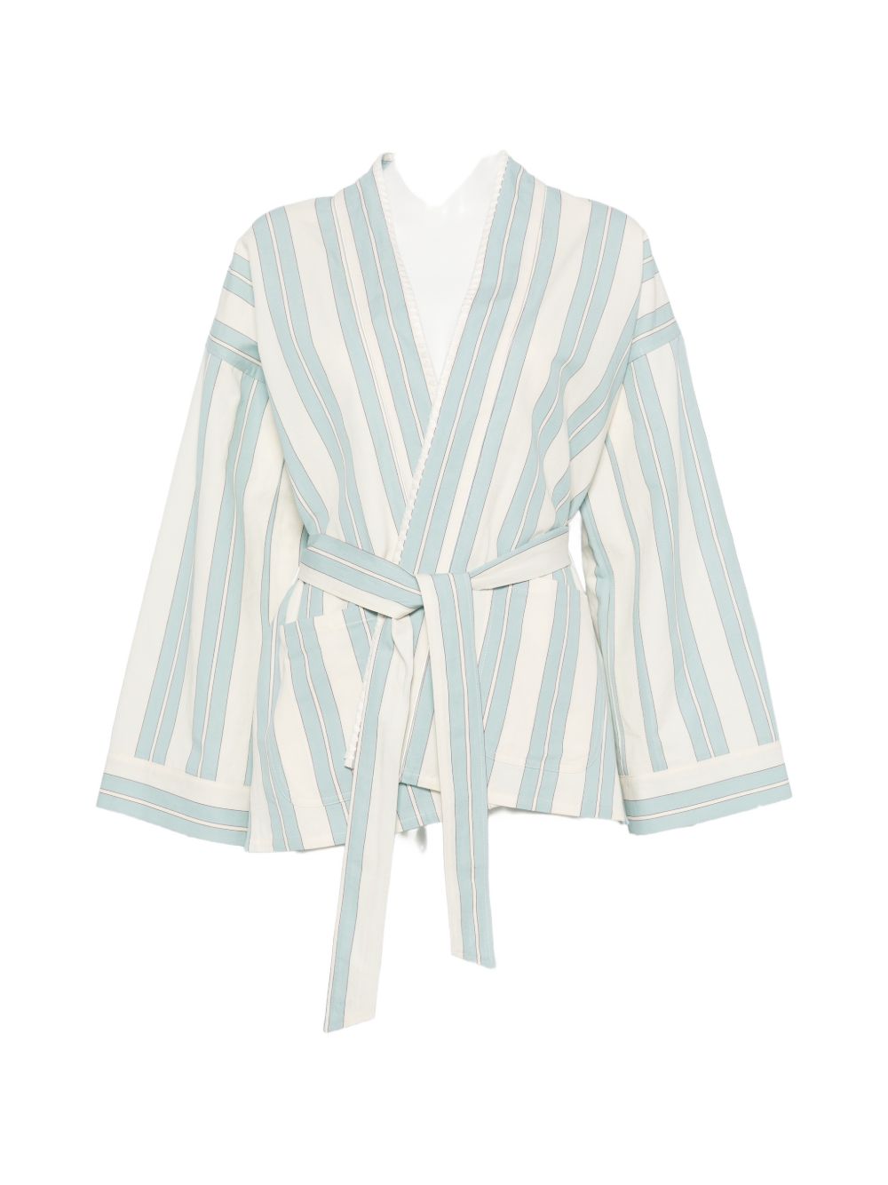 Forte Forte Striped Wrap Kimono Jacket — Beige