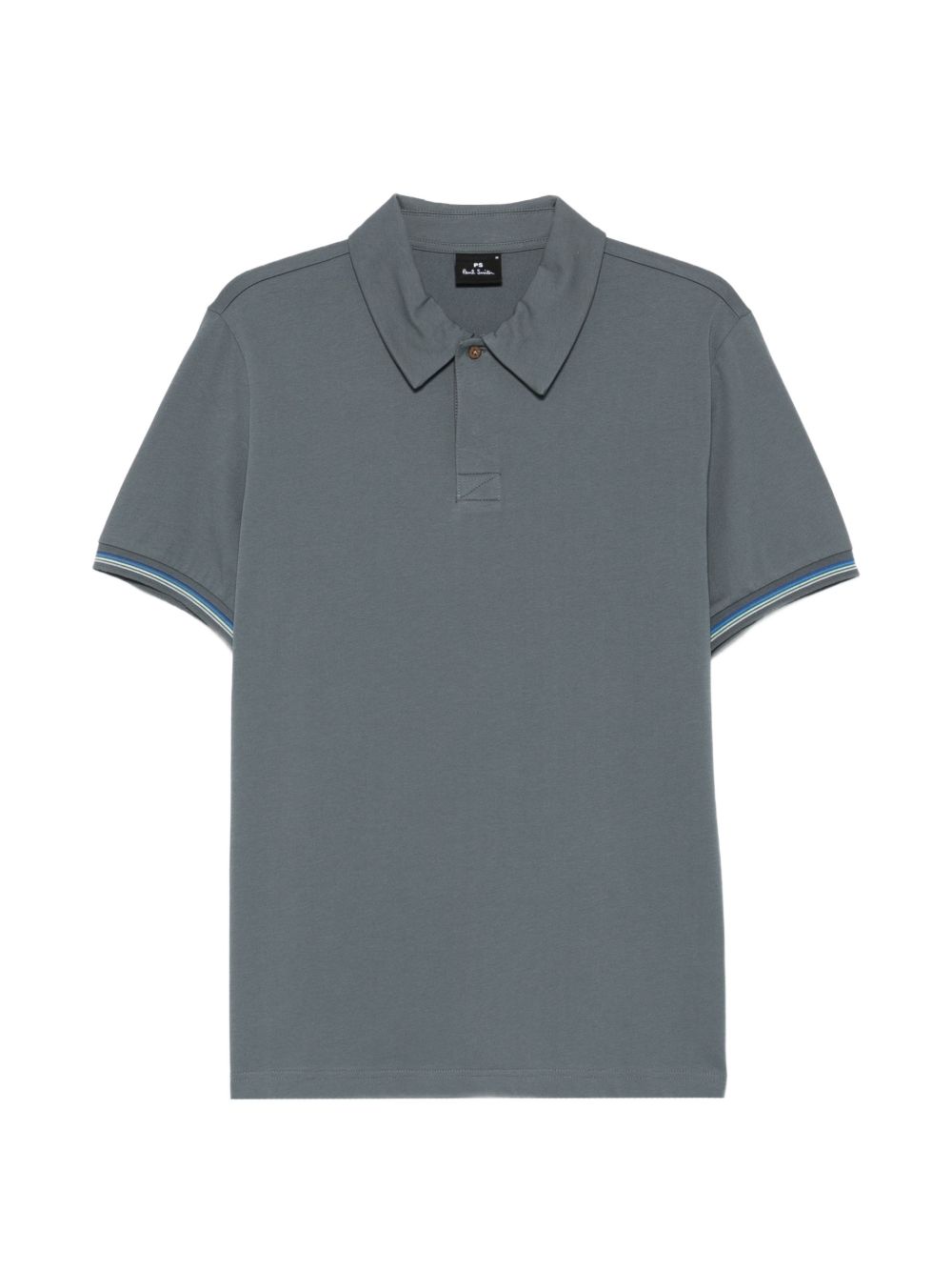 Paul Smith Striped-Trim Cotton Polo Shirt — Grey-Blue