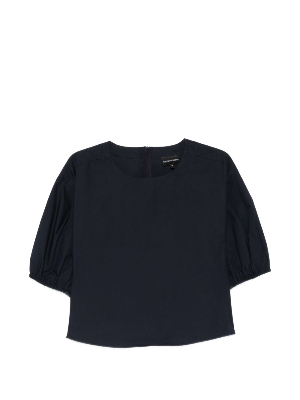 Emporio Armani Puff-Sleeve Cotton Blouse — Navy