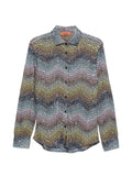 Missoni Zigzag Knit Sequin Shirt — Blue