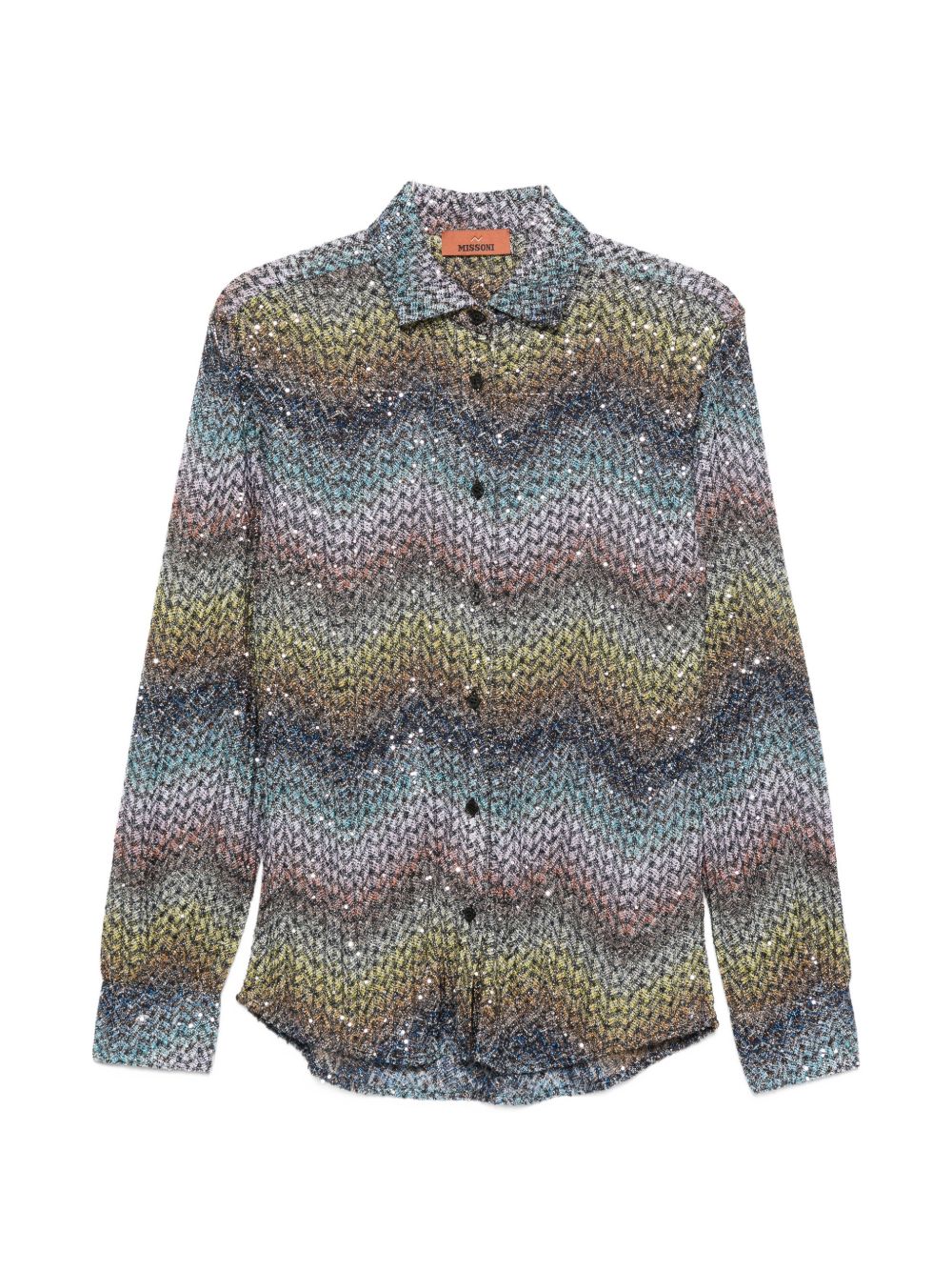Missoni Zigzag Knit Sequin Shirt — Blue