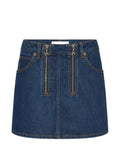 Marine Serre Denim with Zip Detail Mini Skirt — Blue