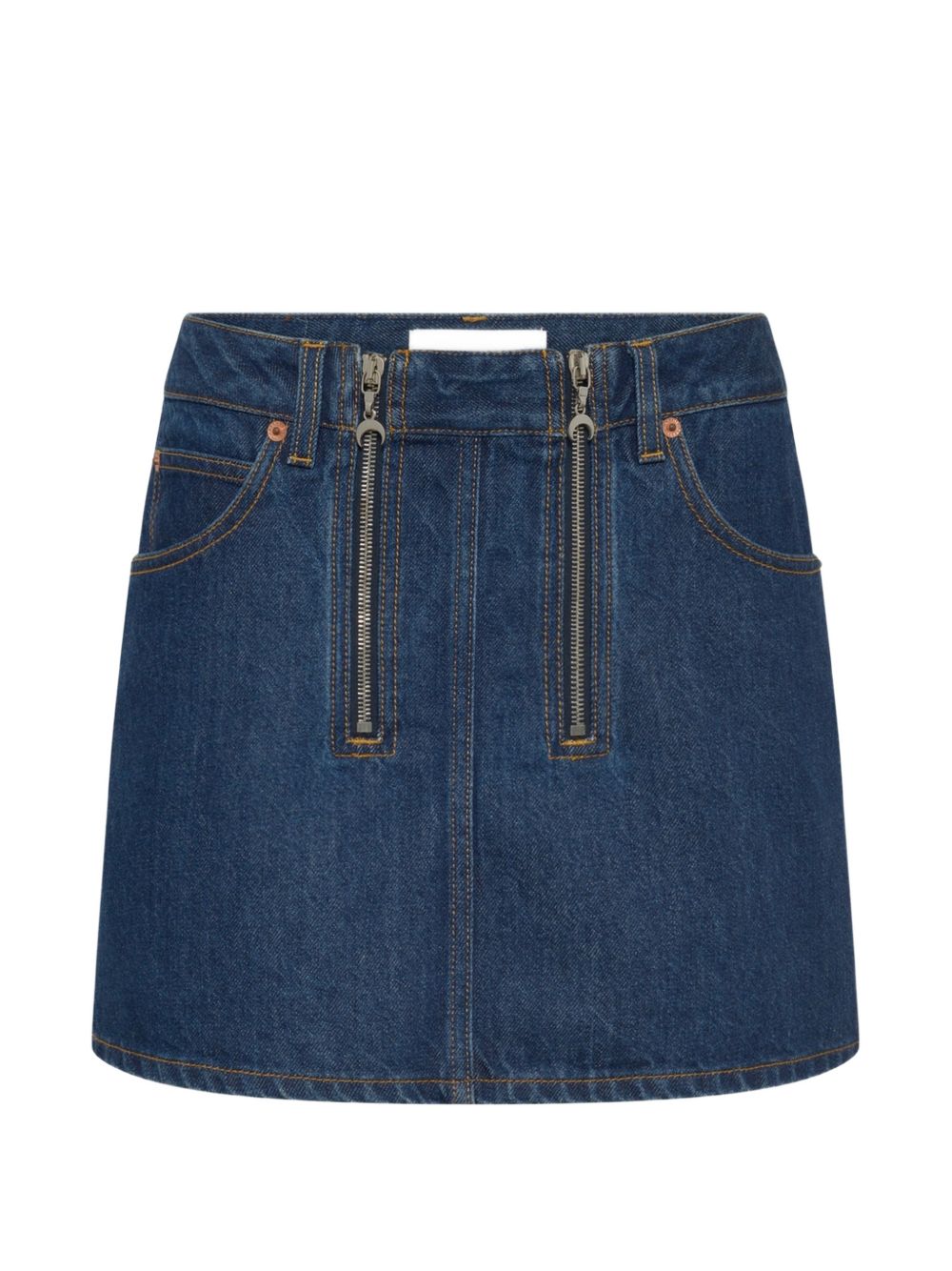 Marine Serre Denim with Zip Detail Mini Skirt — Blue