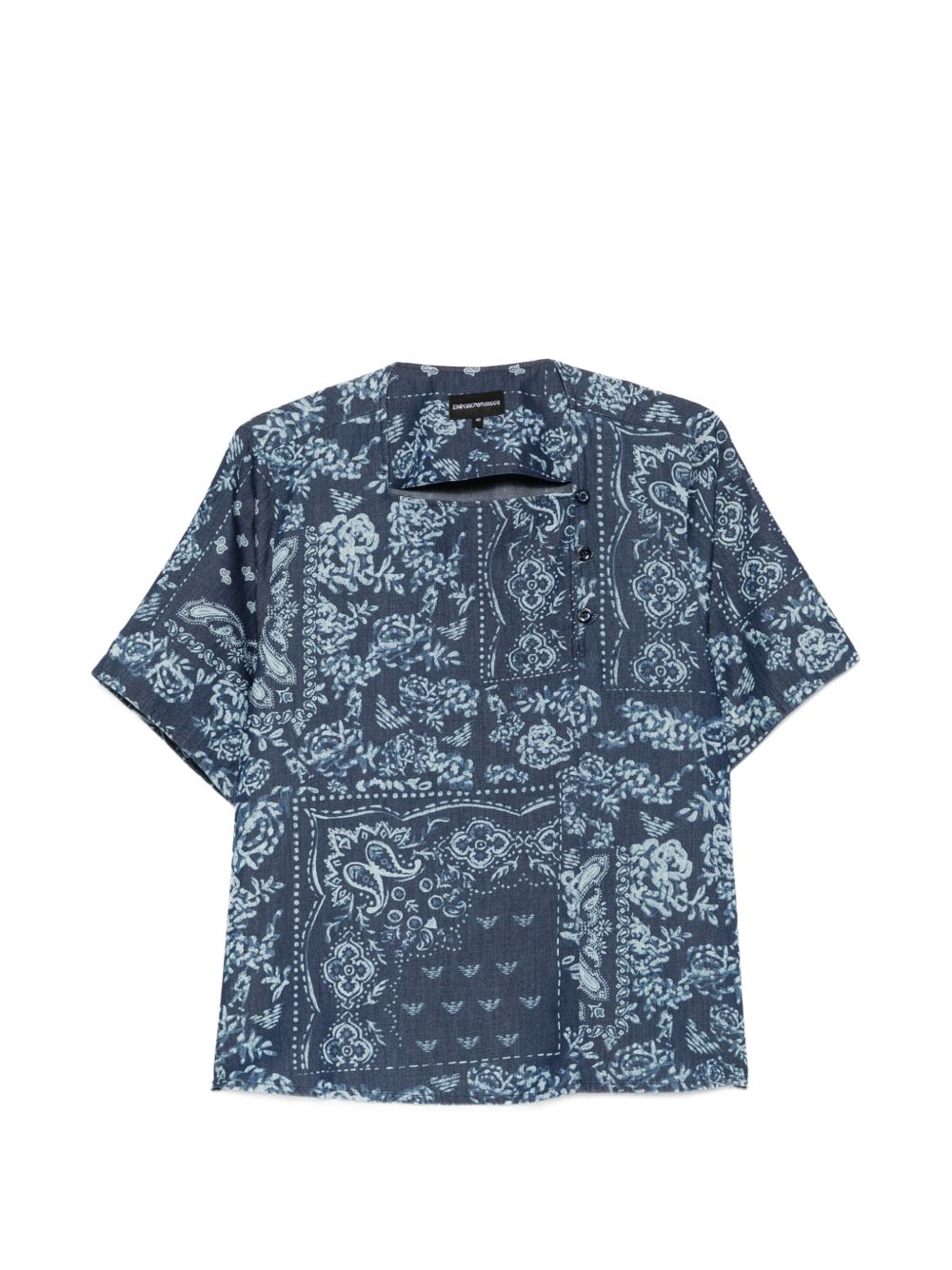 Emporio Armani Floral Print Cotton Shirt — Blue