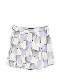 Emporio Armani Abstract Print Pleated Shorts — Purple