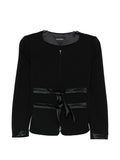 Emporio Armani Satin-Trimmed Collarless Jacket — Black