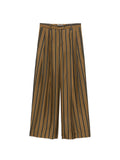 Alberto Biani Striped Silk Trousers — Brown