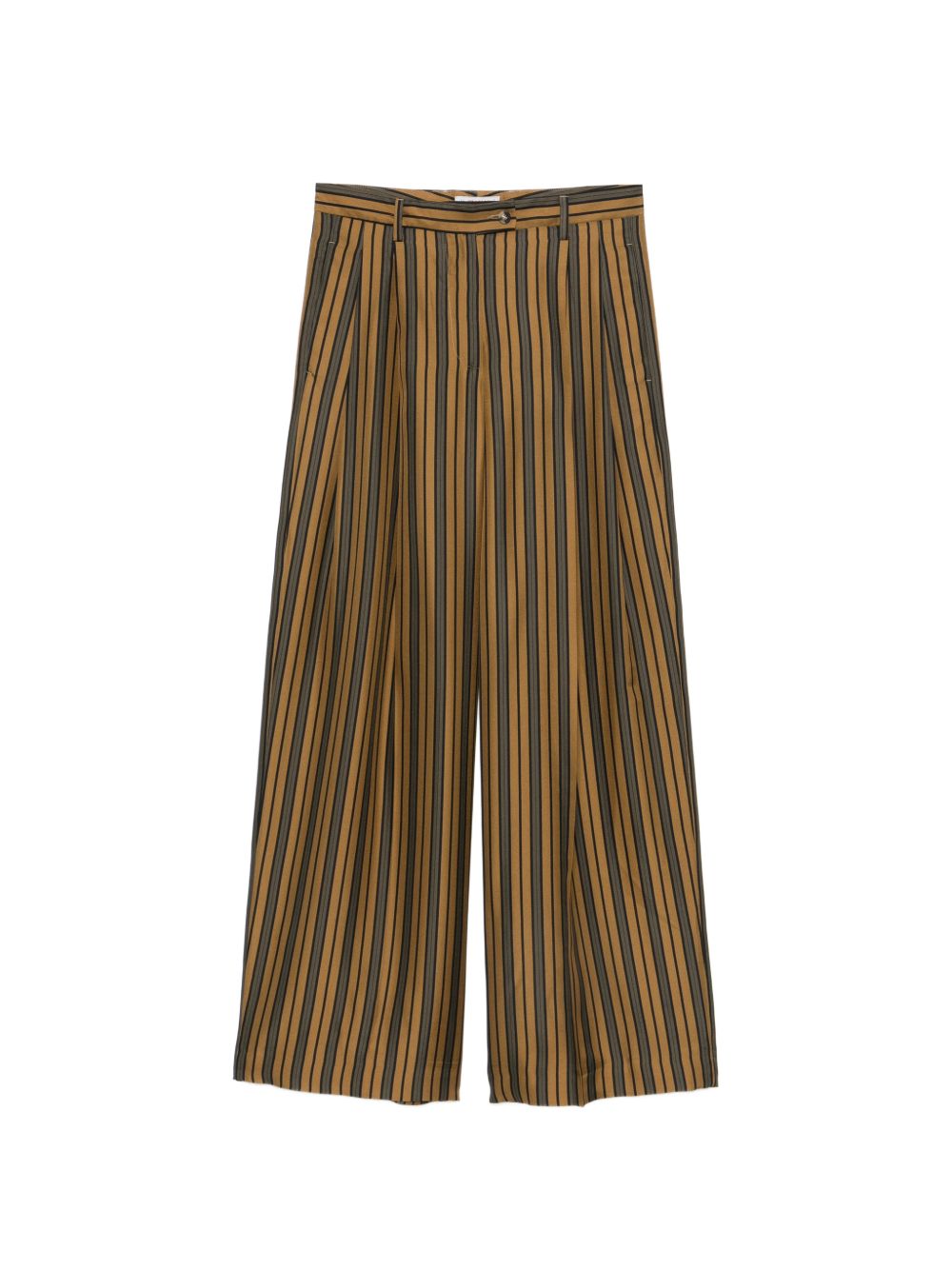 Alberto Biani Striped Silk Trousers — Brown