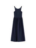 Emporio Armani Cotton Sleeveless Pleated Dress — Navy