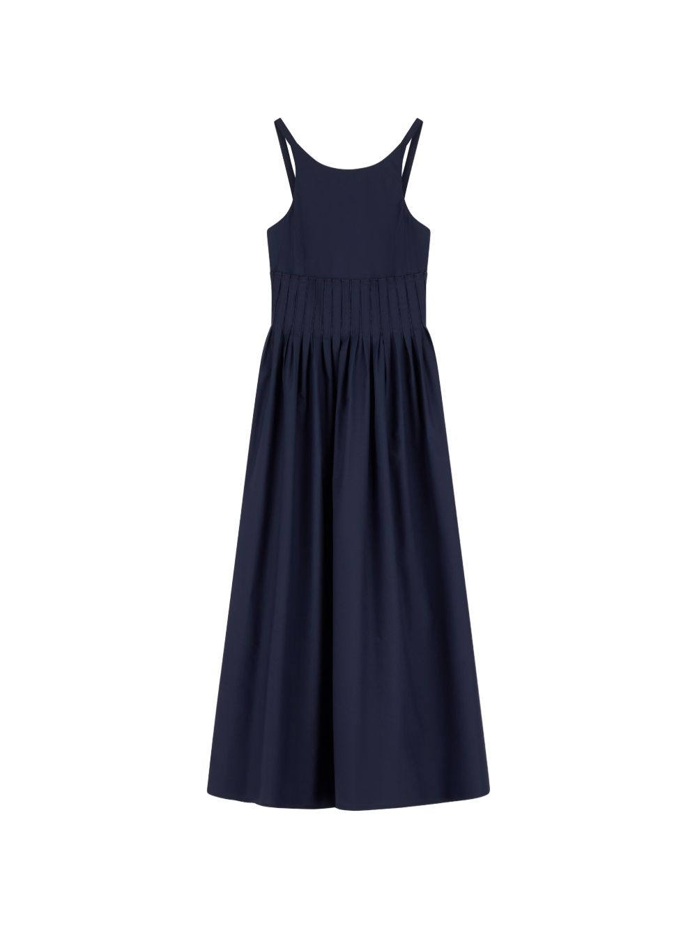 Emporio Armani Cotton Sleeveless Pleated Dress — Navy