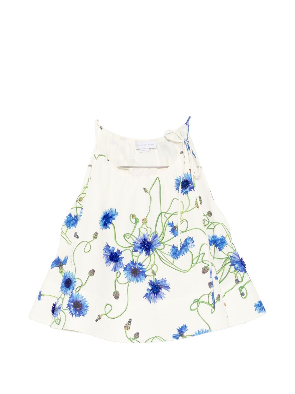 Stella McCartney Floral-Embroidered Cotton Tank Top — White