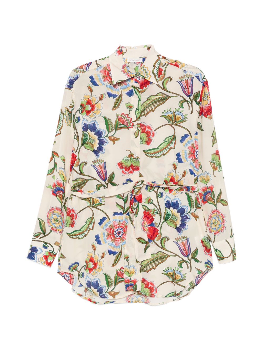 ARCHIVIO '67 Floral-Print Cotton Blouse — Cream