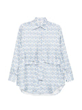 ARCHIVIO '67 Monogram Print Silk Shirt — Blue