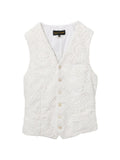 Comme Des Garcons Floral-Embroidered Lace Vest — Cream