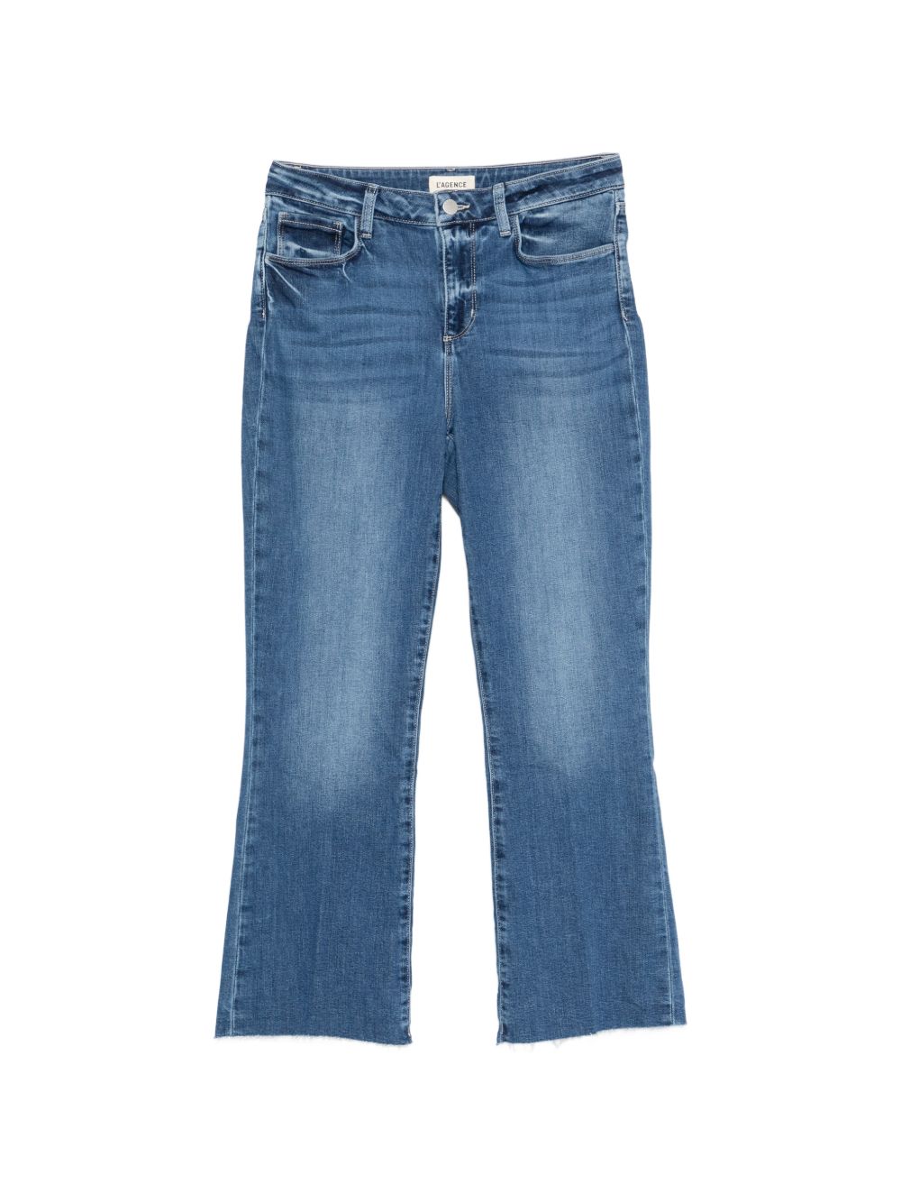L'agence Cropped Raw-Hem Denim Jeans — Blue