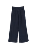 Emporio Armani Linen Wide-Leg Trousers — Navy