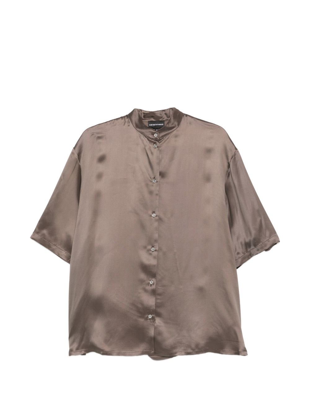 Emporio Armani Satin Band Collar Shirt — Taupe