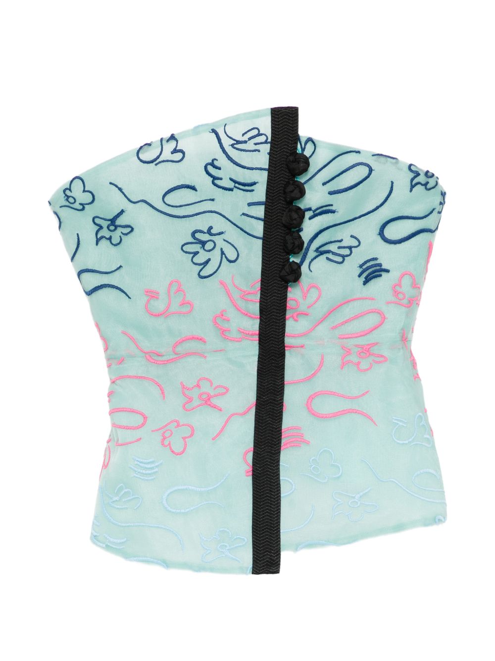 Emporio Armani Floral Embroidered Top — Light blue