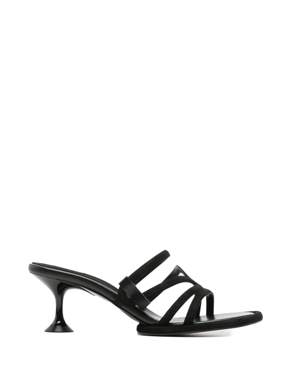 Sergio Rossi Multi-Strap Suede Heel Sandal — Black