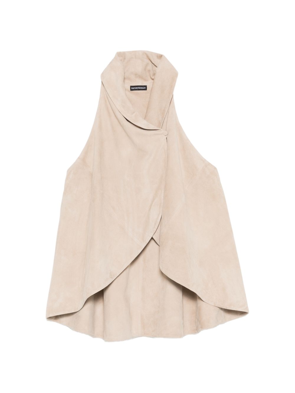 Emporio Armani Goat Leather Suede Draped Tank Top — Beige