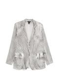 Avant Toi Crinkled Silk Blazer — grey