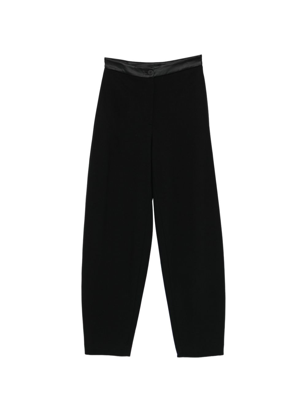 Emporio Armani Satin-Finish Tapered Trousers — Black
